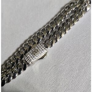 Silver Miami Cuban Bracelet Moissanite Clasp 7 in 6mm